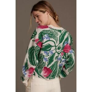 L-  Maeve by Anthropologie Cropped Crewneck Floral Retails $118